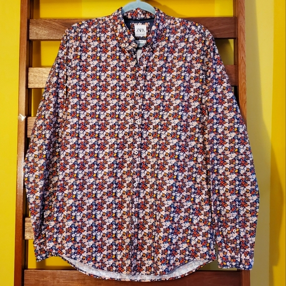 Zara Other - 🎉HP!🎉 NWOT Zara Floral Slim Fit Button Up, Sz M